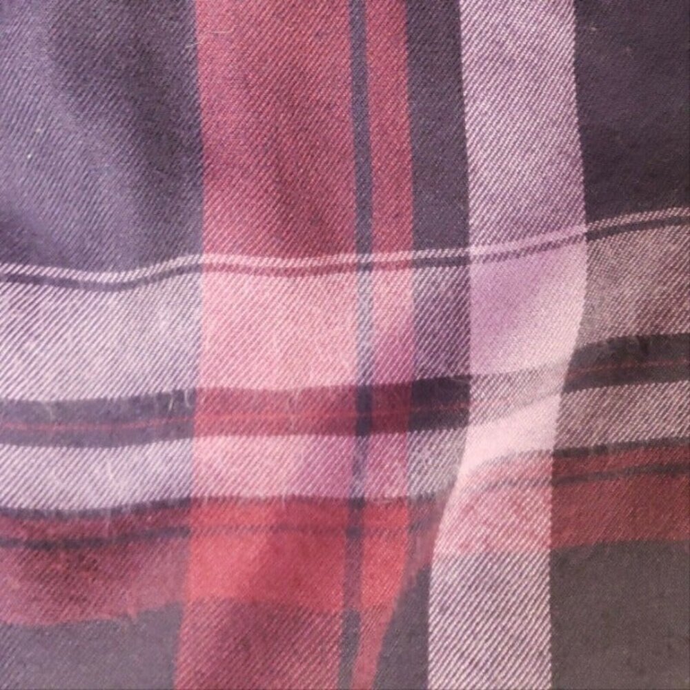 Ivy & Main Womens Purple Plaid Off The Shoulder Cropped Shirt Small - Picture 3 of 6